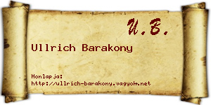 Ullrich Barakony névjegykártya